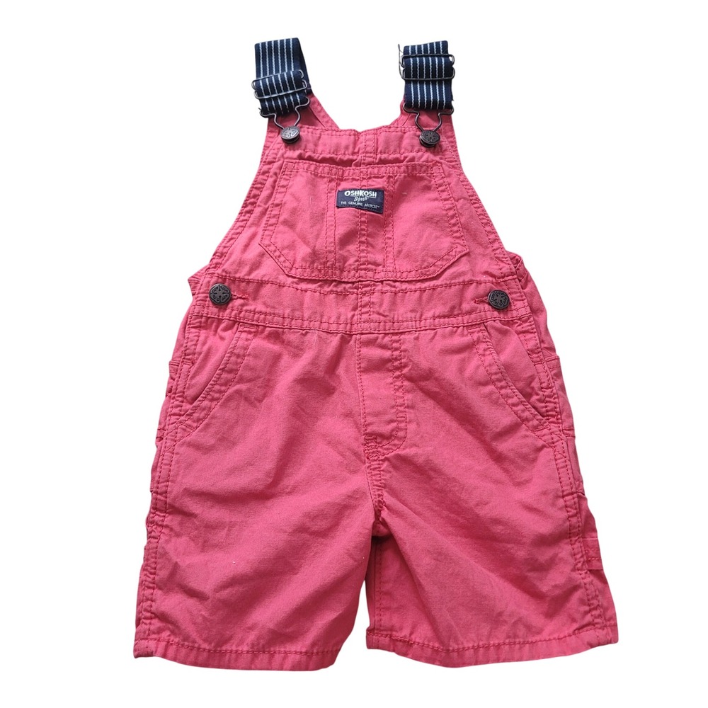 OshKosh Bgosh Kids Red Cotton Vestbak Shortalls Overalls Size 2T OSH11771-SML